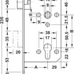 Врезной замок HÄFELE Startec, класс 3, PZ — под профильный цилиндр, Бэксет 55 мм, цвет: нержавеющая сталь матовая